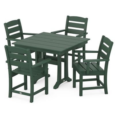 Lakeside Outdoor 5 Piece Farmhouse Trestle Armchair Dining Set