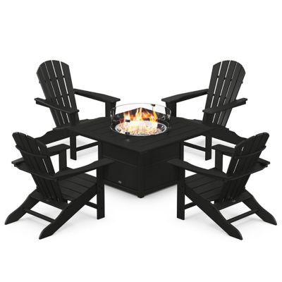 Palm Coast 5-Piece Adirondack Chair Conversation Set with Fire Pit Table