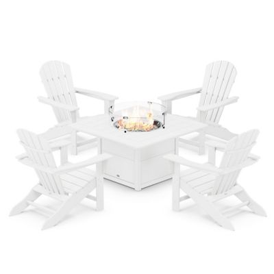 Palm Coast 5-Piece Adirondack Chair Conversation Set with Fire Pit Table