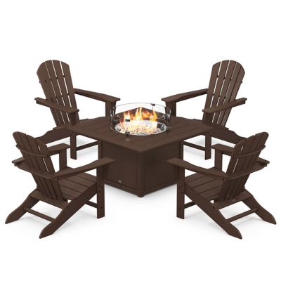 Palm Coast 5-Piece Adirondack Chair Conversation Set with Fire Pit Table