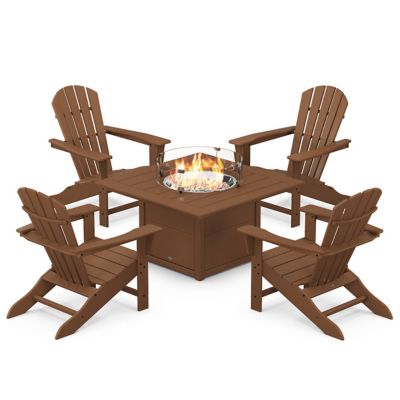 Palm Coast 5-Piece Adirondack Chair Conversation Set with Fire Pit Table