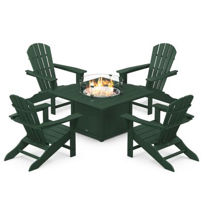Palm Coast 5-Piece Adirondack Chair Conversation Set with Fire Pit Table