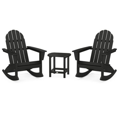 Vineyard Outdoor 3-Piece Adirondack Rocking Chair Set with South Beach 18" Side Table