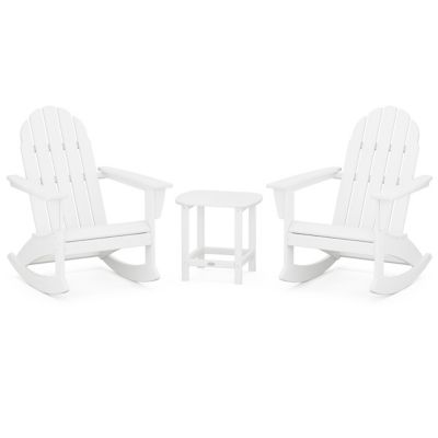 Vineyard Outdoor 3-Piece Adirondack Rocking Chair Set with South Beach 18" Side Table