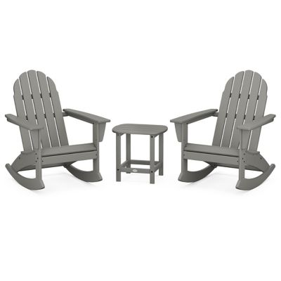 Vineyard Outdoor 3-Piece Adirondack Rocking Chair Set with South Beach 18" Side Table