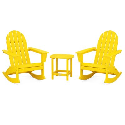 Vineyard Outdoor 3-Piece Adirondack Rocking Chair Set with South Beach 18" Side Table