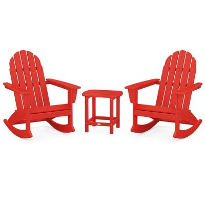 Vineyard Outdoor 3-Piece Adirondack Rocking Chair Set with South Beach 18" Side Table