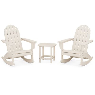 Vineyard Outdoor 3-Piece Adirondack Rocking Chair Set with South Beach 18" Side Table