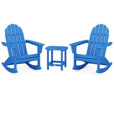 Vineyard Outdoor 3-Piece Adirondack Rocking Chair Set with South Beach 18" Side Table