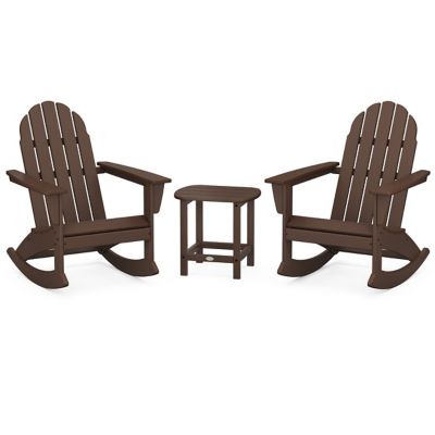 Vineyard Outdoor 3-Piece Adirondack Rocking Chair Set with South Beach 18" Side Table