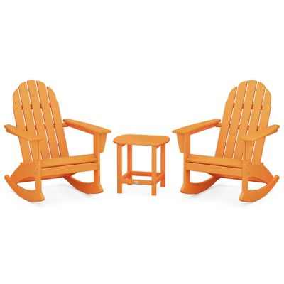 Vineyard Outdoor 3-Piece Adirondack Rocking Chair Set with South Beach 18" Side Table