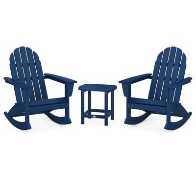 Vineyard Outdoor 3-Piece Adirondack Rocking Chair Set with South Beach 18" Side Table
