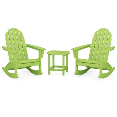 Vineyard Outdoor 3-Piece Adirondack Rocking Chair Set with South Beach 18" Side Table