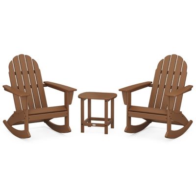 Vineyard Outdoor 3-Piece Adirondack Rocking Chair Set with South Beach 18" Side Table