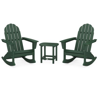 Vineyard Outdoor 3-Piece Adirondack Rocking Chair Set with South Beach 18" Side Table