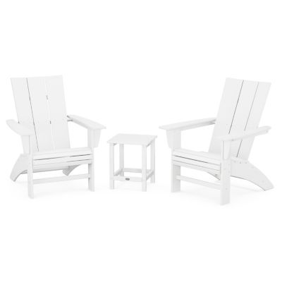 Modern Outdoor 3-Piece Curveback Adirondack Set with Long Island 18" Side Table