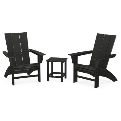 Modern Outdoor 3-Piece Curveback Adirondack Set with Long Island 18" Side Table