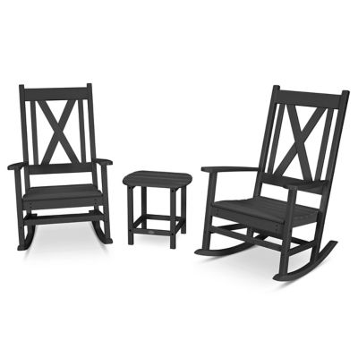 Braxton Outdoor 3 Piece Porch Rocking Chair Set