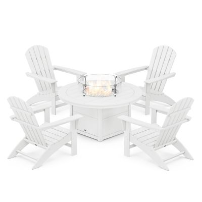 Nautical 5-Piece Adirondack Outdoor Chair Conversation Set with Fire Pit Table