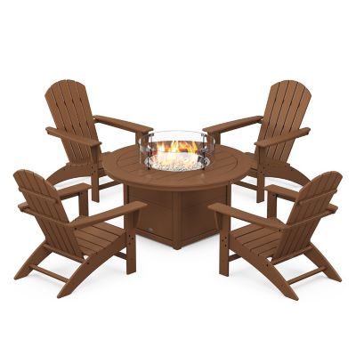 Nautical 5-Piece Adirondack Outdoor Chair Conversation Set with Fire Pit Table