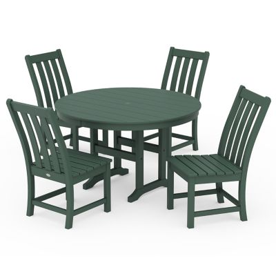 Vineyard 5-Piece Round Farmhouse Side Chair Outdoor Dining Set