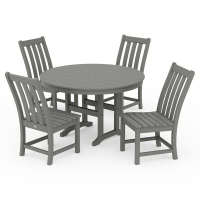 Vineyard 5-Piece Round Farmhouse Side Chair Outdoor Dining Set