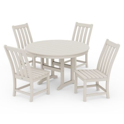 Vineyard 5-Piece Round Farmhouse Side Chair Outdoor Dining Set