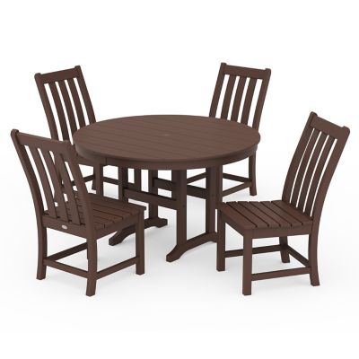 Vineyard 5-Piece Round Farmhouse Side Chair Outdoor Dining Set