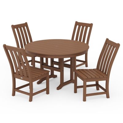 Vineyard 5-Piece Round Farmhouse Side Chair Outdoor Dining Set