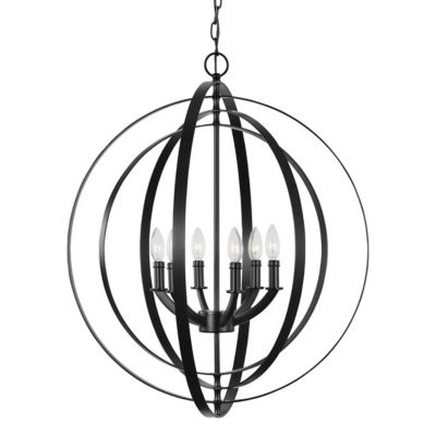 Equinox 6 Light 28 Inch Candle Chandelier (Black) - OPEN BOX