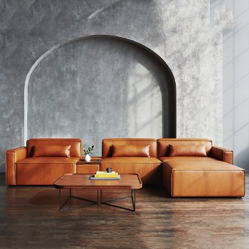 Mix Modular Sectional Sofa Collection, Cognac Leather Sofa Sectional