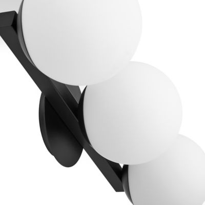 Shown in Matte Black finish, 3 Light, Detail view, unlit