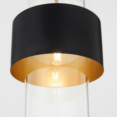 Shown in Matte Black with Aged Brass finish, Large size, lit