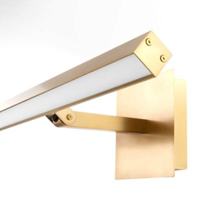 Shown in Aged Brass finish, Small size, lit, Detail view