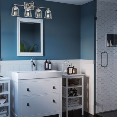 Nicholas Clear Vanity Light by Quoizel at Lumens