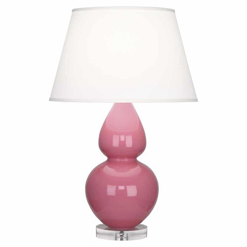 Double Gourd Table Lamp (Lucite/Pink/Pearl Dupioni)-OPEN BOX
