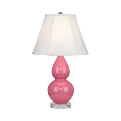 Double Gourd Lucite Accent Table Lamp(Pink/Dupioni)-OPEN BOX