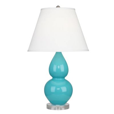 Double Gourd Table Lamp (Egg Blue|Pearl Dupioni) - OPEN BOX