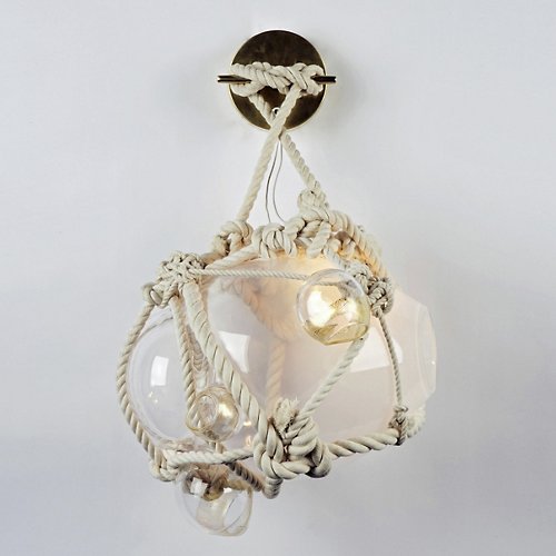 Knotty Bubbles Wall Sconce (Natural Rope/Clear) - OPEN BOX