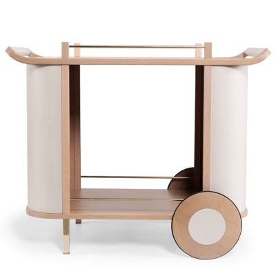 Modern Brazilian Dinda Leather Bar Cart