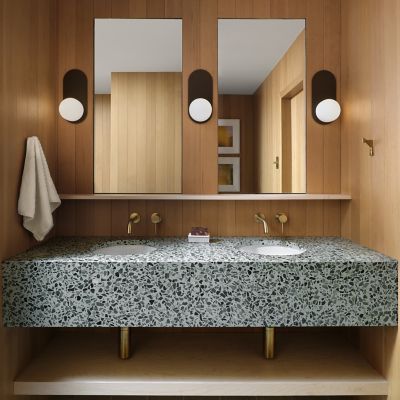 Shown in Matte Black finish, Faceted Globe, in use