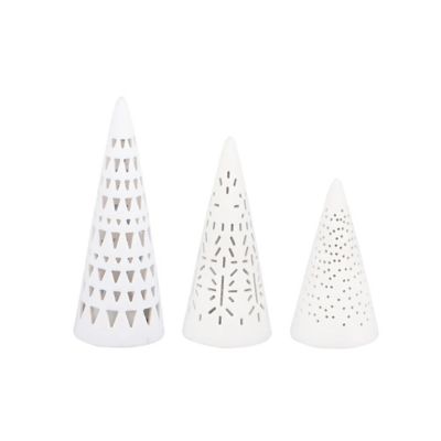 Porcelain Village Mini Fir Tree LED Set of 3