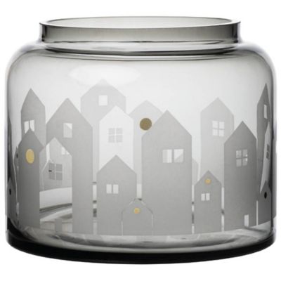 Village Houses Glass Vase