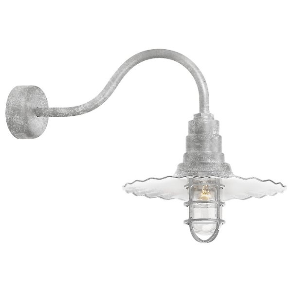 Radial Wave Outdoor Wall Sconce w/ Cast Guard & Clear Glass