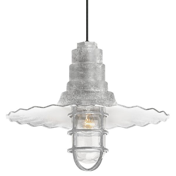 Radial Wave Outdoor Pendant w/ Cast Guard & Clear Glass