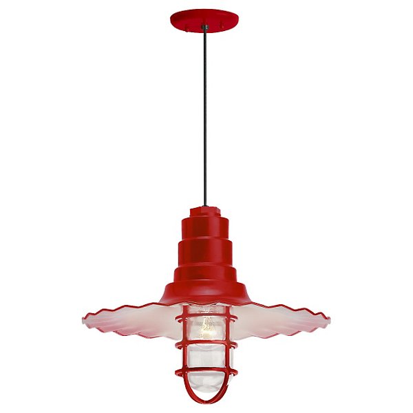 Radial Wave Outdoor Pendant w/ Cast Guard & Clear Glass