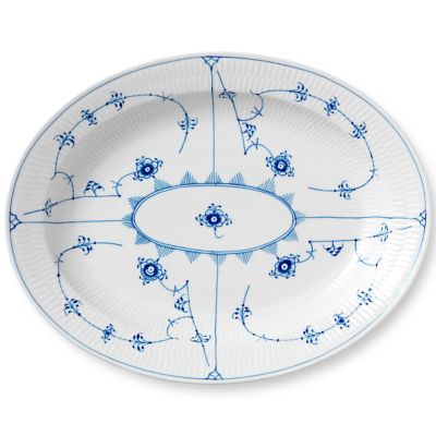 Blue Fluted Plain Oval Dish