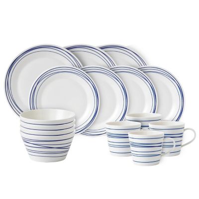Pacific Blue Lines Dinnerware, Set of 16