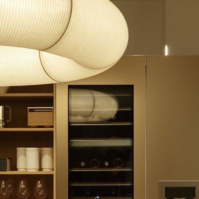 Shown in White finish, lit, Detail shot