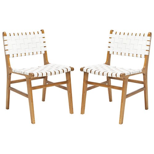 Iracema Woven Leather Dining Chair, Set of 2